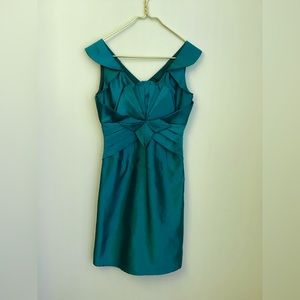 Silk Profile Cocktail Dress Size small Turquoise
